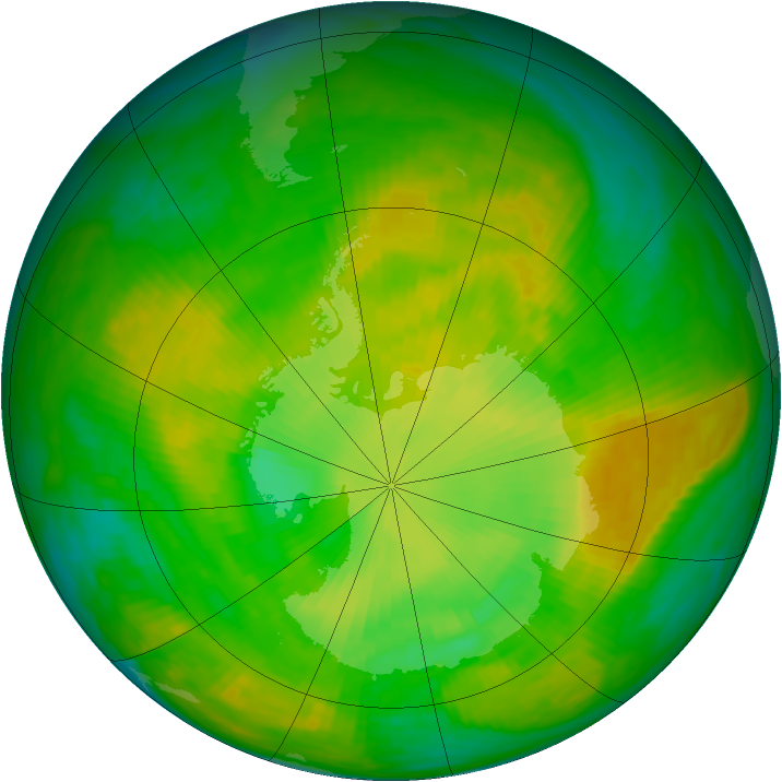 Antarctic ozone map for 08 December 1981